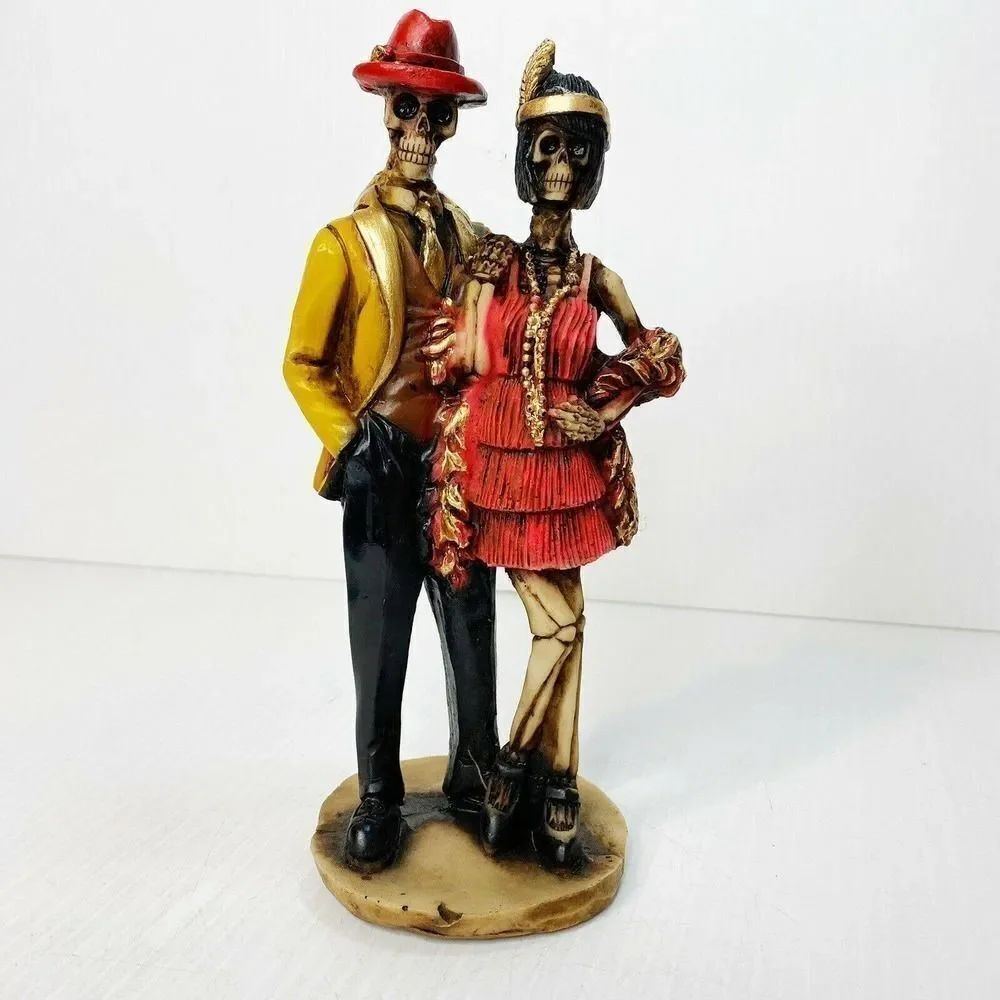 Dia De Los Muertos Catrin Catrina Flapper Dancer Statue 8.5”